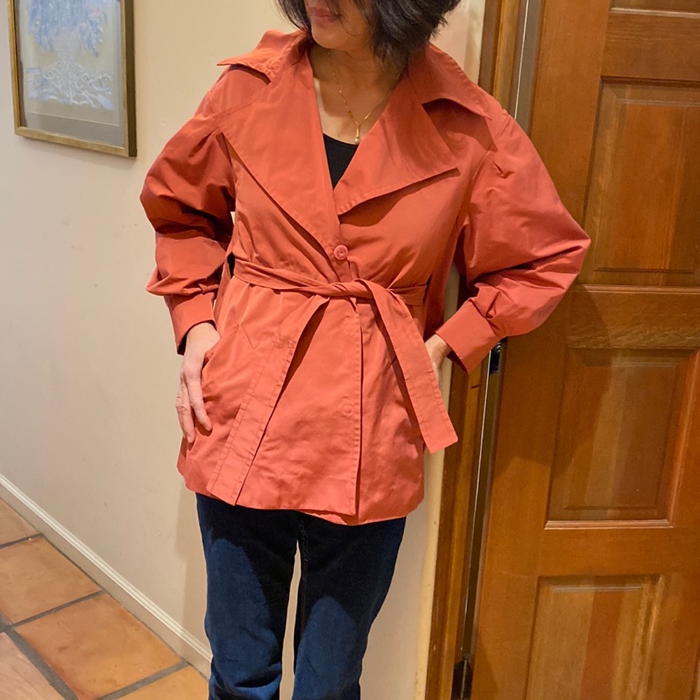 Rose Mauve Pink Max & Co. puffed sleeve belted jacket size 6